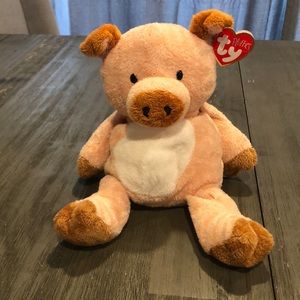 2002 TY Pluffies Tylux Plush Corkscrew the pig NWT